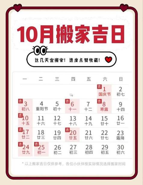 2025年10月搬家好日子
