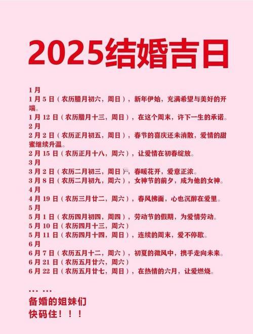 2025年12月結婚吉日查詢