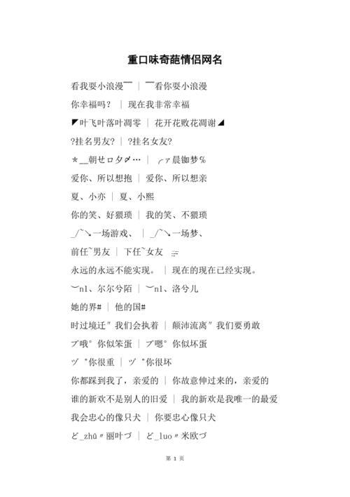 創(chuàng)意搞笑的情侶網(wǎng)名
