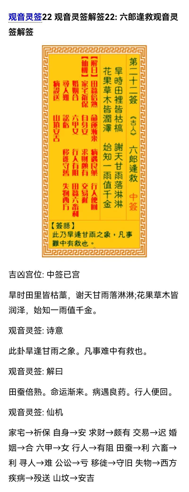 專(zhuān)業(yè)版觀音靈簽60簽