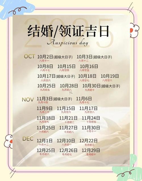 2025結婚吉日大全9月