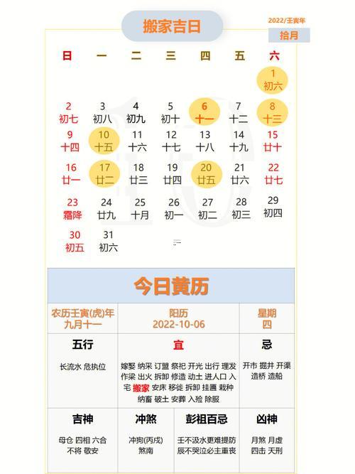 2026年10月份的黃道吉日有哪些