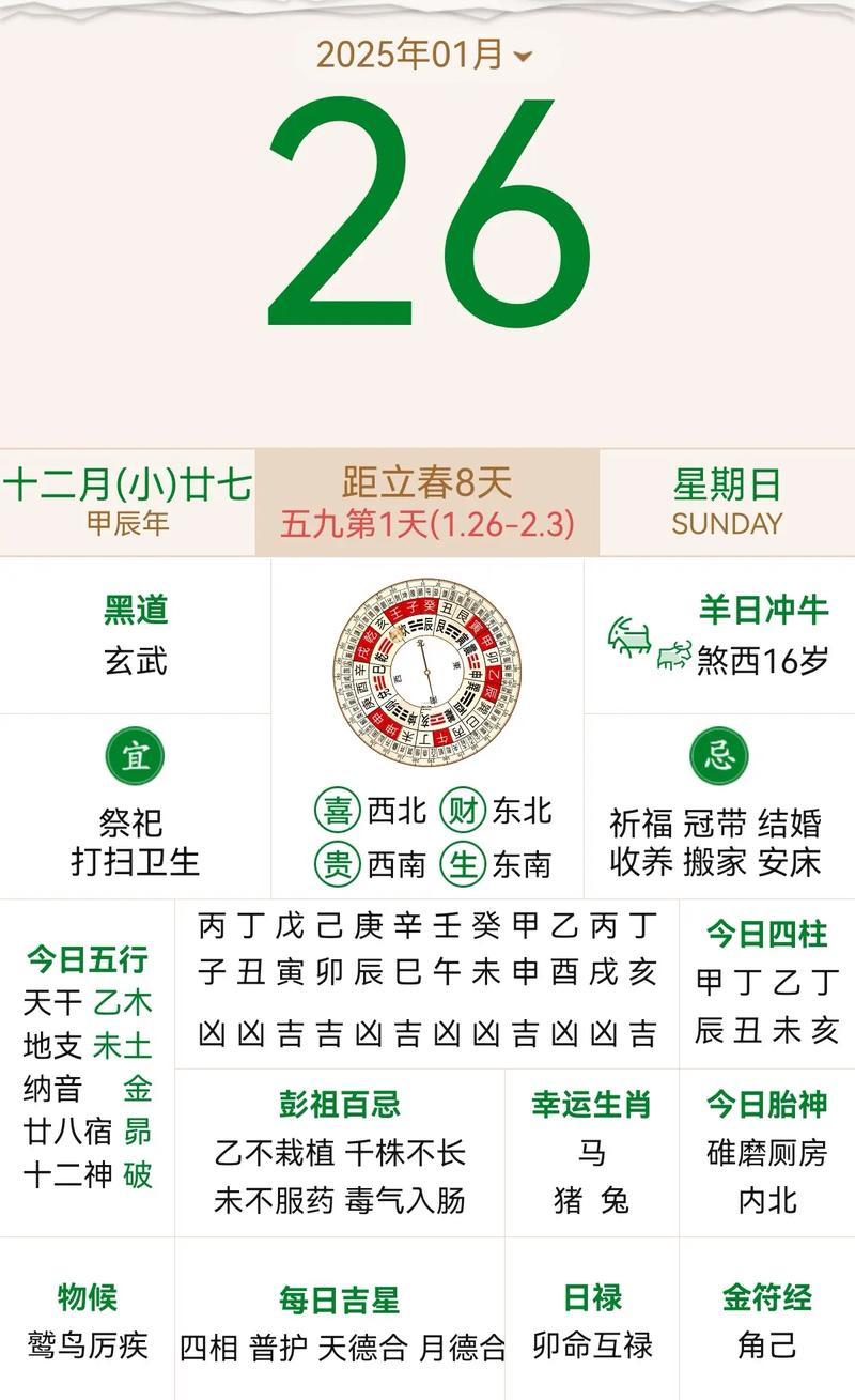 2025年臘月安門吉日對(duì)照表