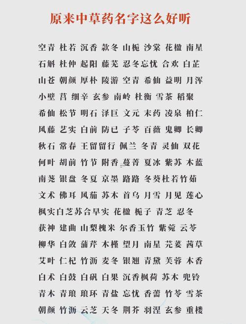 100個(gè)好聽的中草藥名字